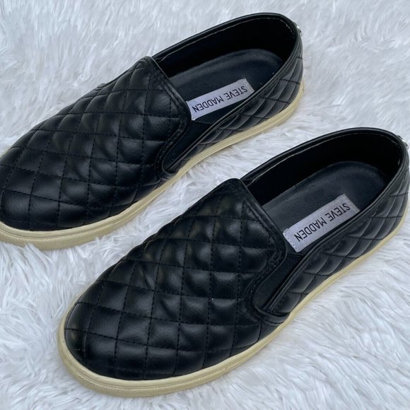 Steve Madden Women Shoes Black Quilt Faux Leather Upper Sneaker Size 6.5 - Picture 8 of 12